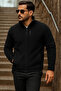 Men's Zippered Trendy Winter Black Fleece Cardigan with Pockets - 4
