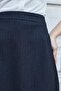 High Waist Lightweight Stretch Fabric Fabric Knee Length Bell Skirt-Dark Navy Herringbone - 4