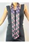 144X5 cm Satin Plaid Scarf Neck Tie Bag Accessory Black - 3
