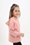 Mercan Girl's Relax Fit Hooded Low Shoulder Printed Sweatshirt - 2 Thread - 2