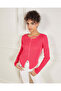 Women Pink Neck Detailed Ribbed Top - 5