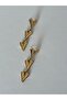 Three Hearts Model Tarnish-Free Gold Steel Earrings with Pendant - 6