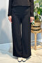 Crepe Fabric Wide Leg Trousers 16008 Black - 3