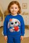 Crew Neck Long Sleeve Heart Holding Rabbit Patterned Sh Fleece-Lined Sweatshirt-3-4-5-6-7-8-9-10-11-12 Years
