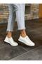 White Leather Elastic Women's Casual Shoes