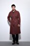 Burgundy Double-Breasted Trench Coat with Belt - 2