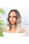 Brown Baby Auburn White Platinum Ombre Blunt Tulle Wig - 4