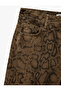 Snake Patterned Buttoned Regular Waist Wide Leg Trousers - Wide Leg Jeans - 7
