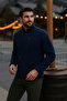 Men's Zippered Thick Winter Trendy Navy Blue Fleece Jacket - 2