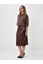 Brown Regular Waist Straight Cut Sequined Knitted Midi Skirt - 3