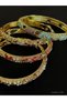 Gift Decided Steel Gold Golden Mineral Patterned Pink Green Daily Clasp Bracelet - 4