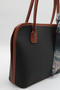 Women's Black-Tan Large Size Scarf Detailed Zippered Hand, Arm and Shoulder Bag - 5