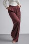 Leopard Pattern Viscose Fabric Satin Trousers with Elastic Back and Side Zipper Burgundy - 3