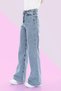 Bt11160541 Women's Jeans Light Blue Loose High Waist Stretch Fabric Denim Pants - 2