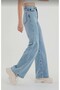 Bt12832301 Women's 90's Jeans Blue Snow Wash Loose Super High Waist Stretch Fabric Denim Pants