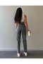 Bt17954152 Jeans Women's Smoked Gray High Waist Comfort Stretch Fabric Denim Mom Jeans Trousers - 3