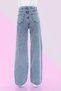 Bt11160541 Women's Jeans Light Blue Loose High Waist Stretch Fabric Denim Pants - 4