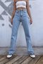 Bt15900178 Women's High Waist Blue Snow Wash Wide Leg Stretch Fabric Jeans Pants - 3
