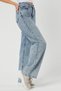Bt14200663 Women's High Waist Blue Snow Wash 90's Wide Leg Stretch Fabric Jeans Pants - 3