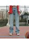 Bt14568980 Women's Blue Snow Wash Casual High Waist Stretch Fabric Jeans