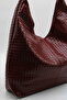 Women's Burgundy Oversized Casual Knitted Textured Large Interior Volume Shopper Hand, Arm and Shoulder Bag - 3