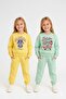Girl's Printed Winter Fleece-Lined Sweatshirt / Tracksuit Set