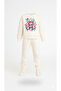 Girl's Printed Winter Fleece-Lined Sweatshirt / Tracksuit Set - 6