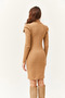 Women Camel Half Fisherman Sleeve Detailed Fleece-Lined Mini Dress Elb-19002564 - 5