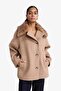 Detachable Faux Fur Collar Regular Fit Buttoned Cashmere Coat (25 Wn) - 3