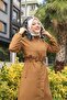 Tan Fur Lined and Waterproof Large Size Oversize Women's Winter Coat & Coat - 4