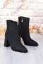 25K137 Printed Leather 8 cm Height Thick Heeled Pointed Toe Women's Boots