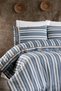 Valentia 100% Cotton, Wooden Buttoned, Striped Fabric 6 Piece Premium Double Duvet Cover Set - 5