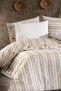 Valentia 100% Cotton, Wooden Buttoned, Striped Fabric 6 Piece Premium Double Duvet Cover Set - 4