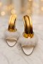 Premium Ecru Satin Heeled Slippers with Feathers – Luxurious Night & Home Elegance, Elegant Feminine Design - 2