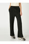 Wide Leg Trousers Ribbed Tie Waist - 3