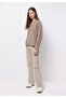 Regular Fit Round Neck Plain Women's Beige T-Shirt - 3