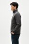 Men's Anthracite Non-Pilling Mock Neck Standard Full Zip 3-Pocket Men's Fleece Cardigan - 3