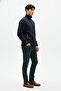 Men's Navy Blue Non-Pilling Mock Neck Standard Full Zip 3-Pocket Men's Fleece Cardigan - 7