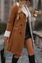 Fur Detailed Buttoned Suede Coat - Brown