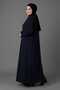 Medina Silk Mevlana Cut Loose Plus Size Ferace with Pockets and Belt - 3