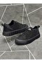 Black Genuine Nubuck Leather Rubber Laced Casual Shoes - 3