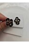 Four Spiral Black Enamel Gold Women's Earrings - 2