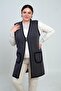 Women's Front 3 Button Pocket Mini Triangle Pattern Plus Size Long Knitwear Vest