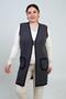 Women's Front 3 Button Pocket Mini Triangle Pattern Plus Size Long Knitwear Vest - 3