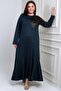 Women's Shoulder Leather Skirt Flared Plus Size Long Dress