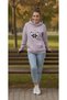 Women's Panda Printed Oversized Hooded Sweatshirt - 3