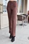 Women's Diagonal High Waist German Pocketed Pipe Leg Trousers-Brown - 5