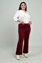 Women's Elastic Waist, Full Length, Lycra Knitted Crepe, Striped, Plus Size Palazzo Pants - 2