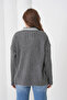 Women's Anthracite Polo Neck Zippered Oversized Knitwear Sweater - 8