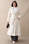Lined Kaşe Double-Breasted Cream Coat